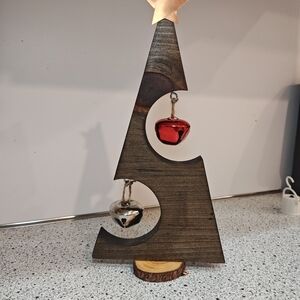 Handmade Rustic Dark Walnut Cutout Christmas Tree 12"